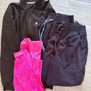Fabletics Black and Pink scrub  Set